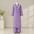 Purple Floral Printed Two Piece Set