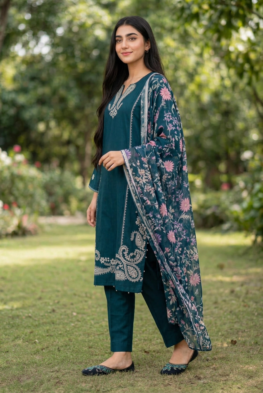 Three-quarter side-angle outfit photo