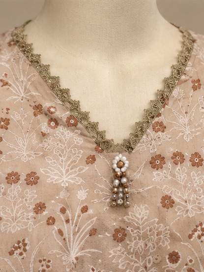 Elegant Floral Embroidered Three Piece Suit