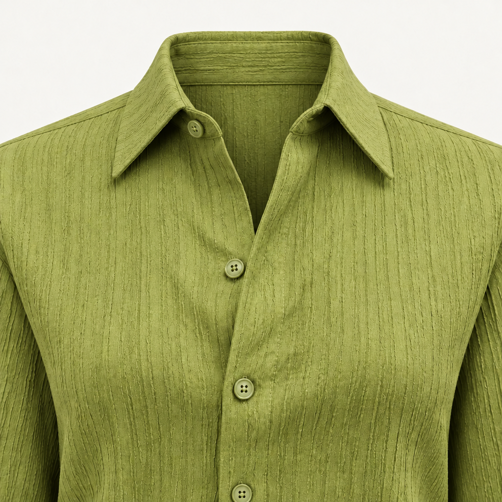 Olive green collar detail