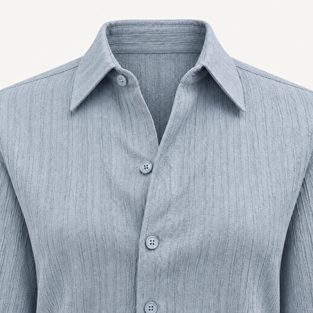Pale blue-grey collar detail