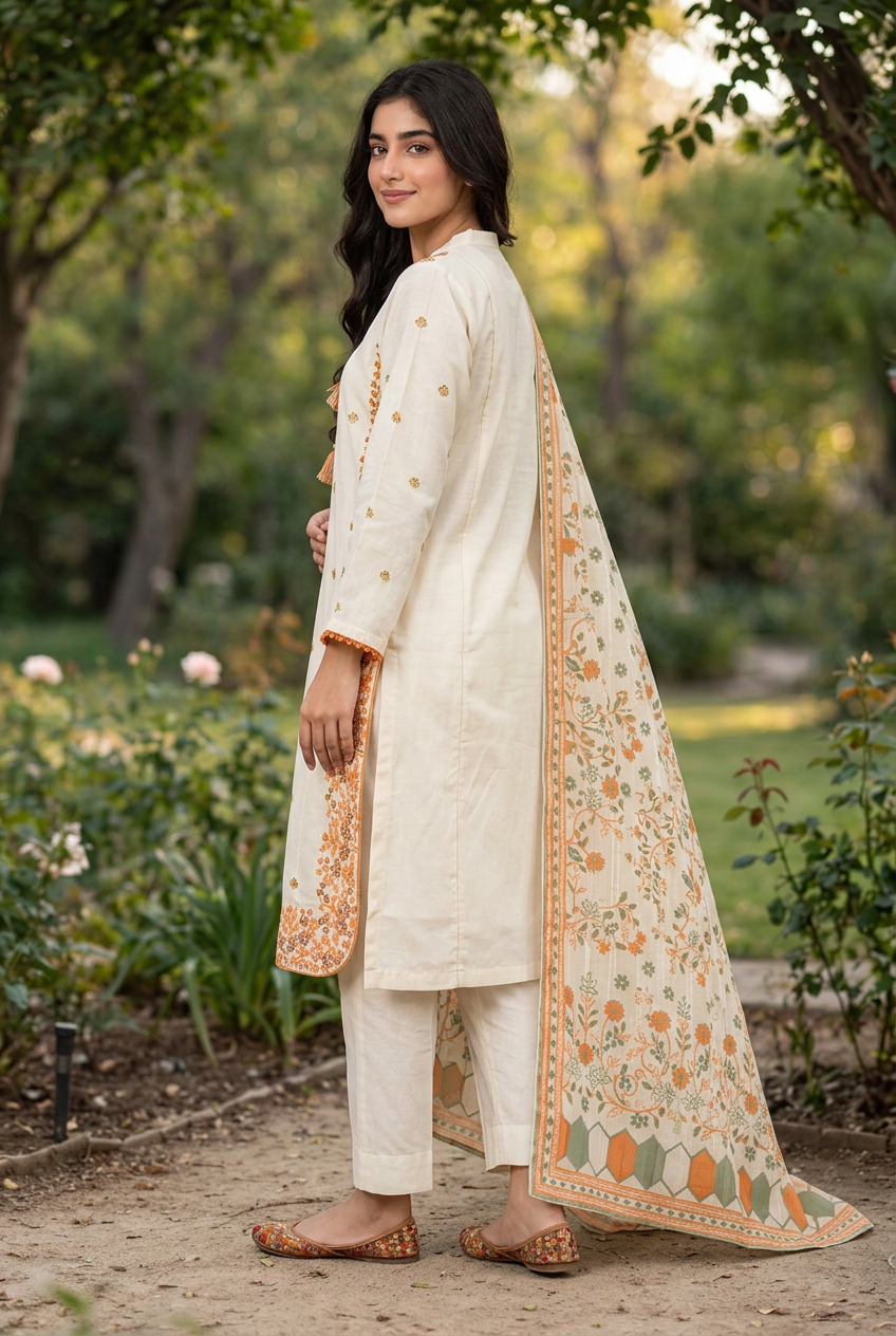 Side-profile angle in warm garden lighting